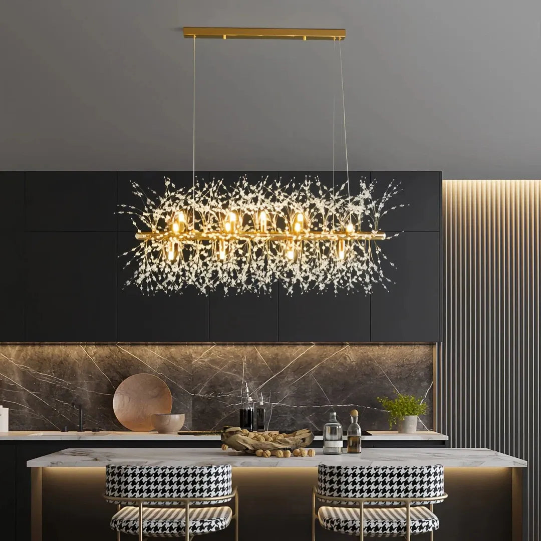 Lámpara colgante sputnik de cristal moderna LED regulable en altura para comedor