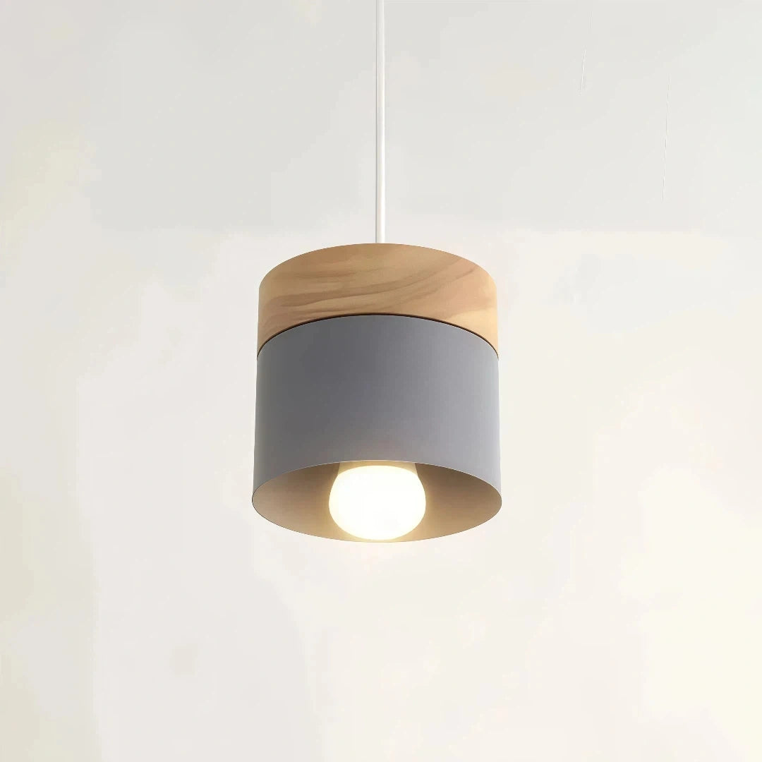 Lámpara colgante nórdica cilíndrica LED color Morandi para comedor