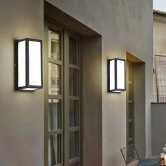 Aplique exterior con sensor de movimiento rectangular IP65 negro moderno