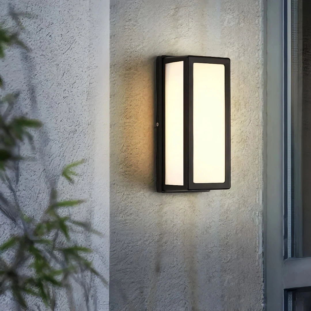 Aplique exterior con sensor de movimiento rectangular IP65 negro moderno