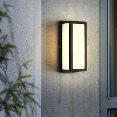 Aplique exterior con sensor de movimiento rectangular IP65 negro moderno