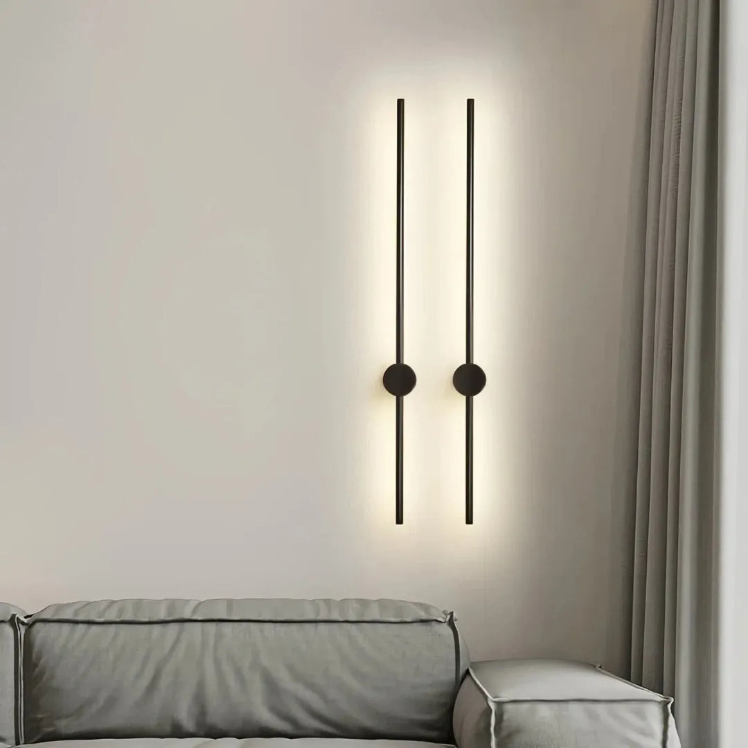Aplique lineal de diseño minimalista con LED giratorio para salón negro