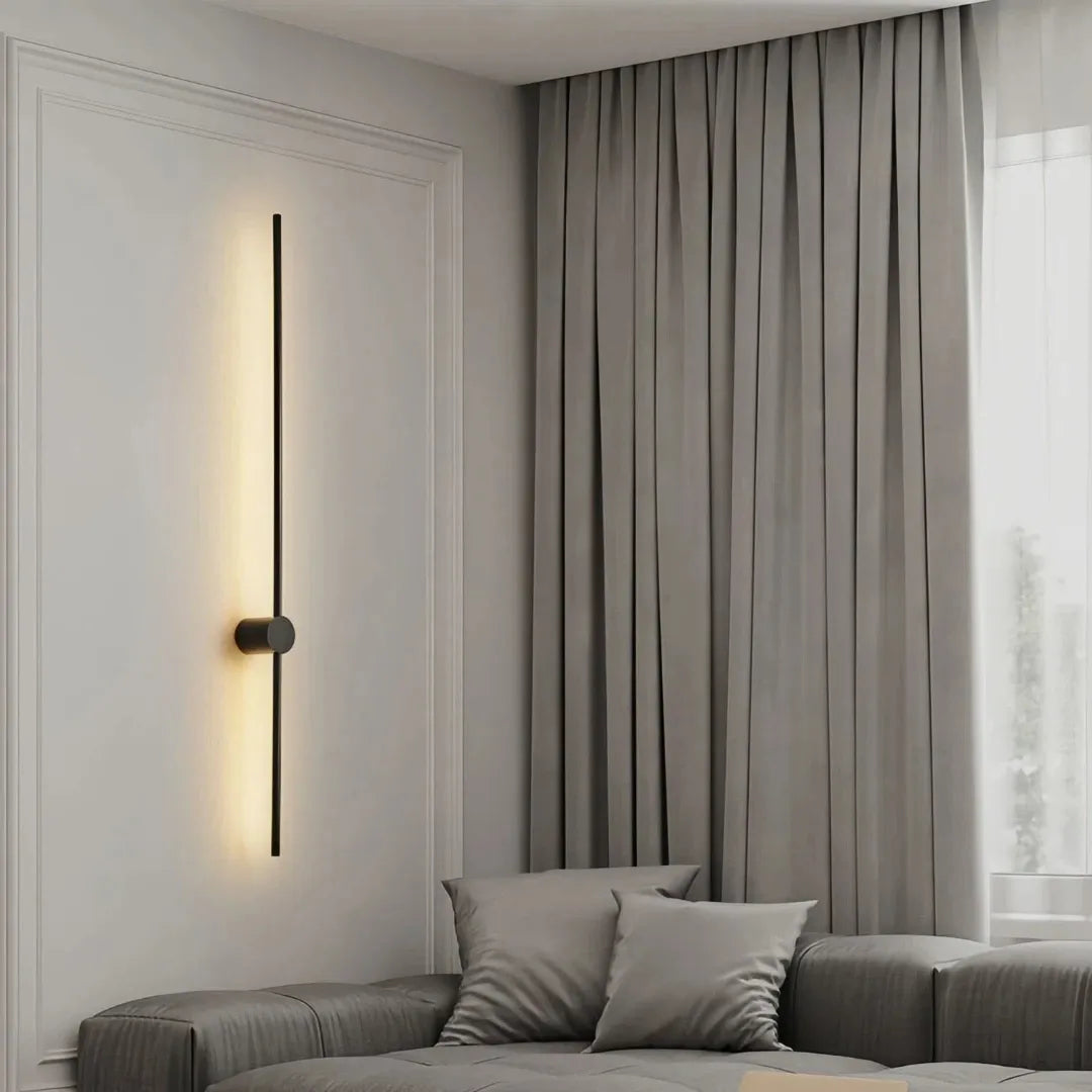 Aplique lineal de diseño minimalista con LED giratorio para salón negro