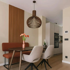 Lámpara colgante de madera estilo nórdico regulable en altura para comedor