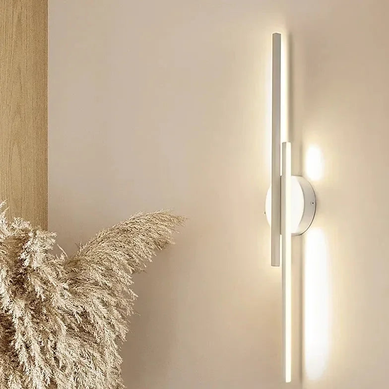 Lamparas modernas de pared LED doble línea negra para dormitorio