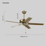 Zipper Style Five-Blade Brass Industrial Ceiling Fan