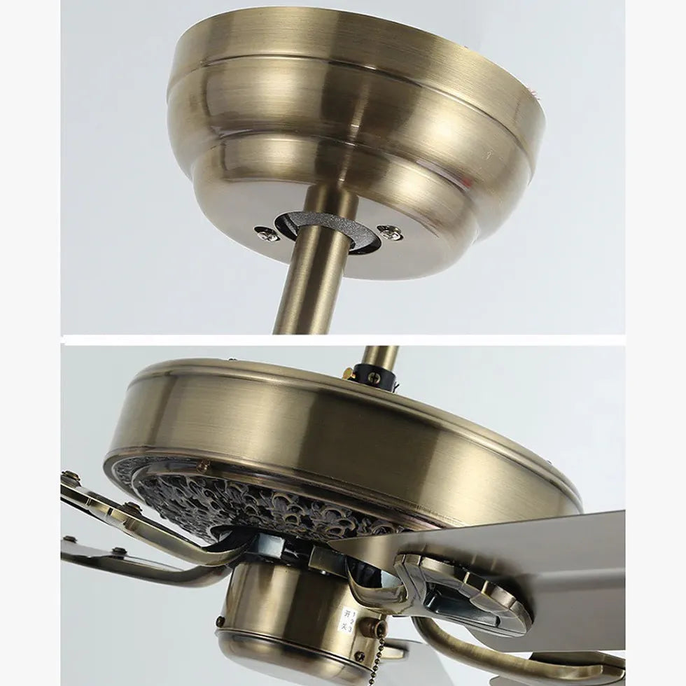 Zipper Style Five-Blade Brass Industrial Ceiling Fan