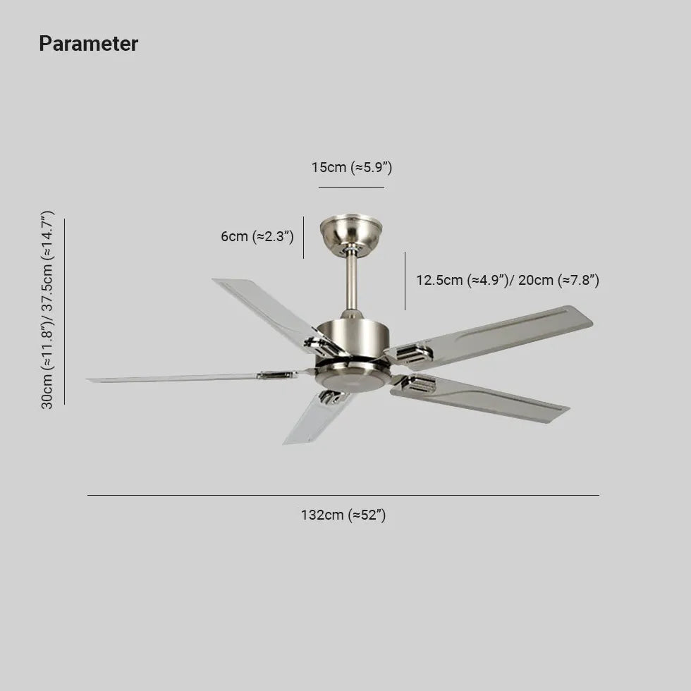 Ventiladores de techo plateados con luz estilo industrial tradicional