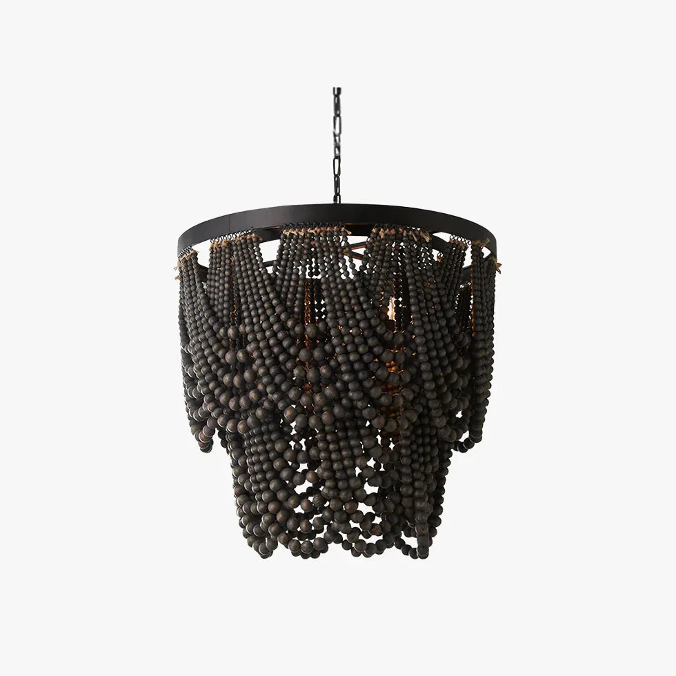 Multi-Layer Beaded Design Wooden Chandelier