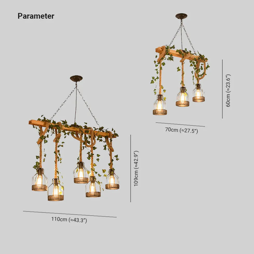 Lámpara colgante de madera tema plantas