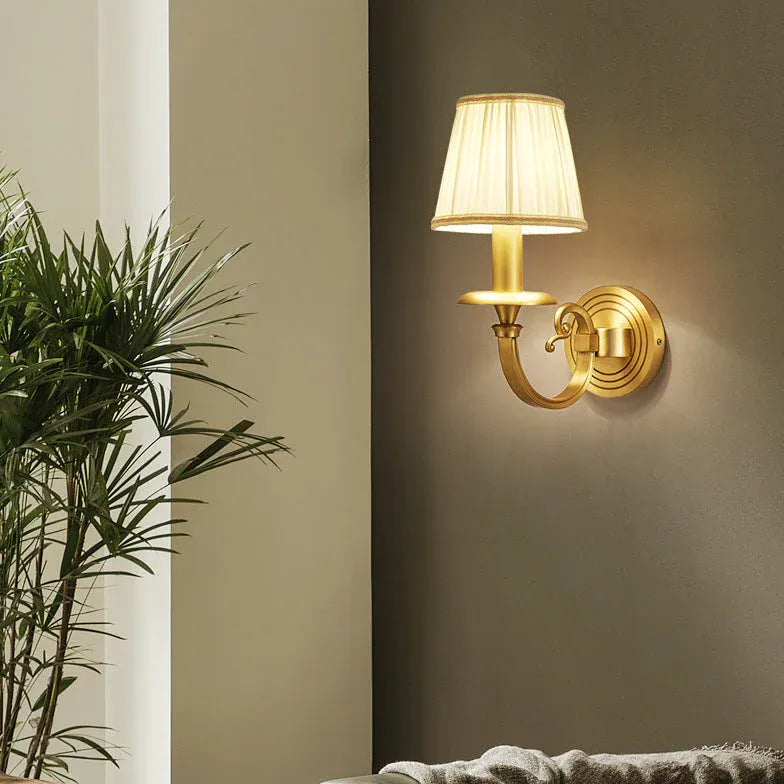 Fabric Double Arm Vintage Gold Wall Lights