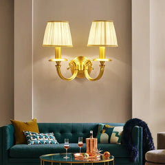 Aplique LED de Pared Estilo Americano Cobre y Tela