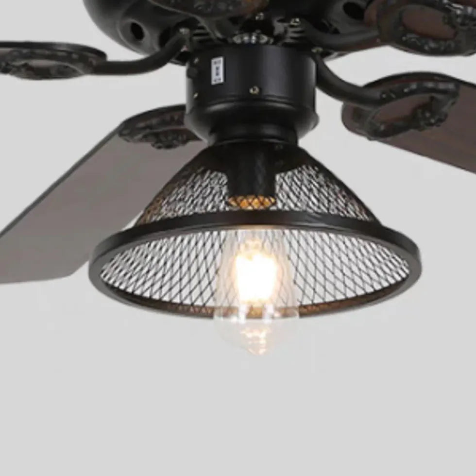 Black Metal Shade Vintage Industrial Ceiling Fan Light