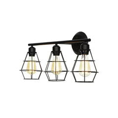 Aplique pared negro interior diseño vintage industrial de tres luces