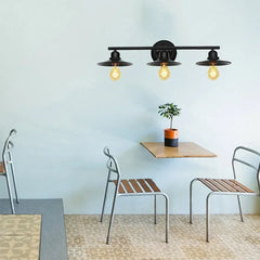 Aplique pared negro interior diseño vintage industrial de tres luces