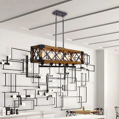 Lámparas led para cocina diseño rectangular de madera elegante