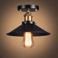 Lampara industrial negra de techo diseño cónico elegante