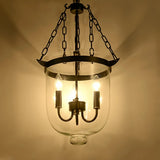 Lámpara colgante industrial de vidrio con 3 luces tipo vela para comedor