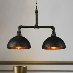 Lampara colgante industrial negra diseño retro de doble luz para comedor