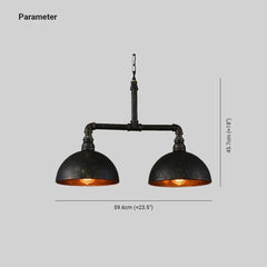 Lampara colgante industrial negra diseño retro de doble luz para comedor