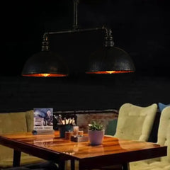Lampara colgante industrial negra diseño retro de doble luz para comedor