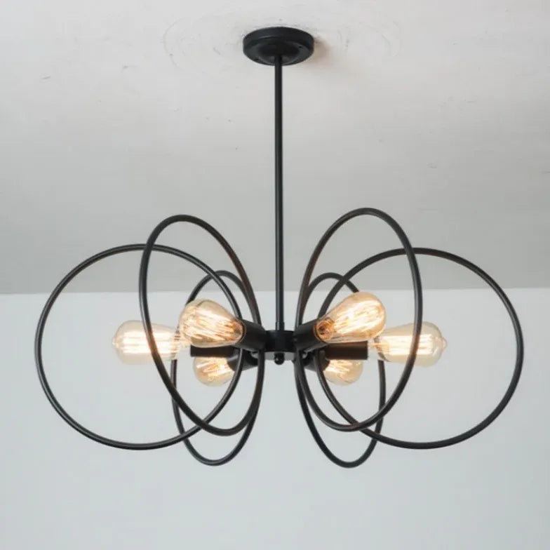 Shelf Light Bulb Black Industrial Chandelier