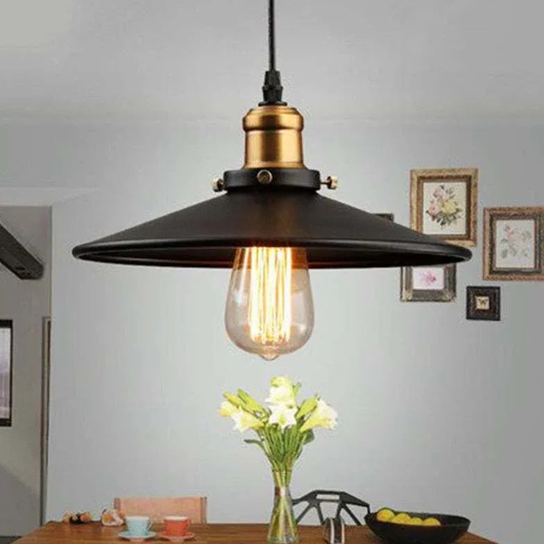 Black Metal Shade Hanging Industrial Pendant Light