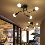 Multi-Light Branch Design Black Metal Ceiling Light