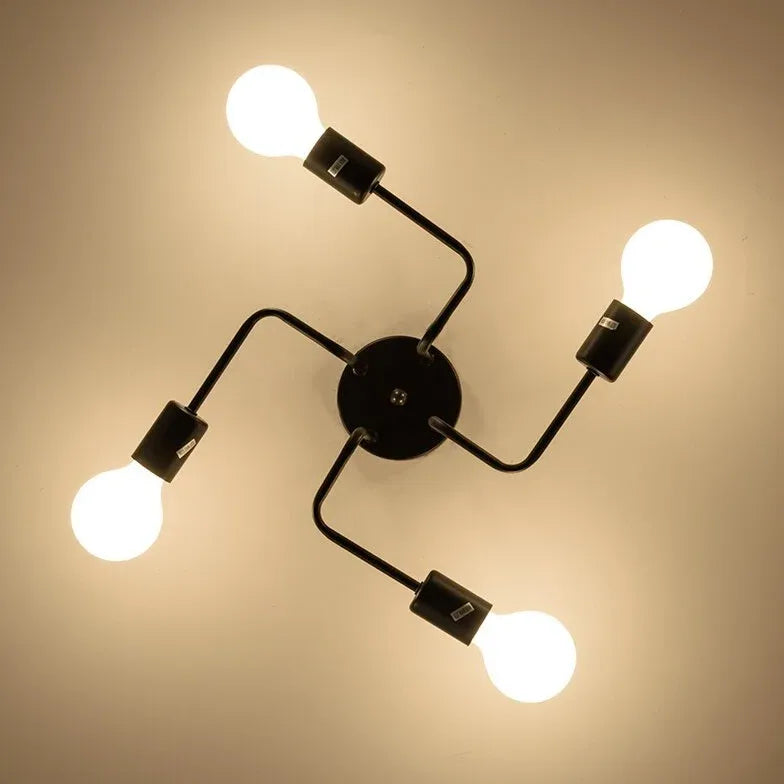 Multi-Light Branch Design Black Metal Ceiling Light