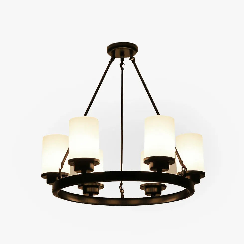 Multi-Light Glass Shades Black Pendant Light