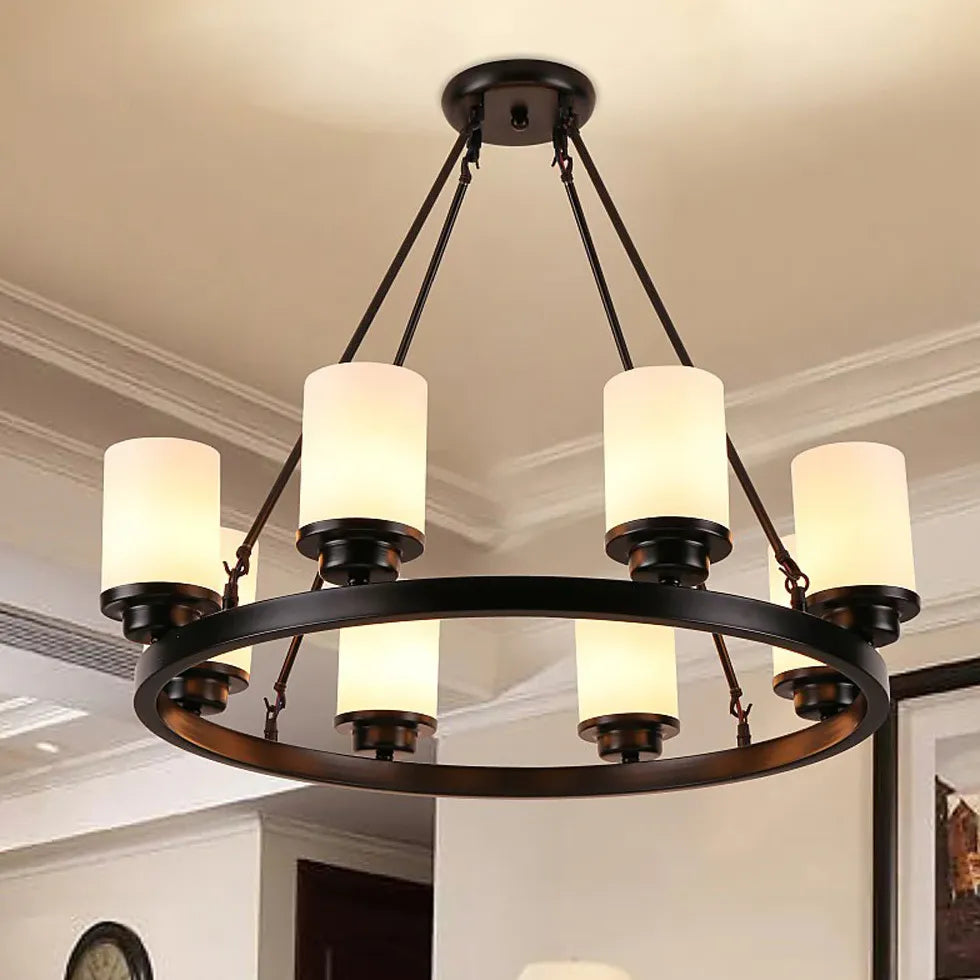 Multi-Light Glass Shades Black Pendant Light