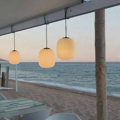 Lampara colgante de exterior moderno y minimalista blanco lechoso