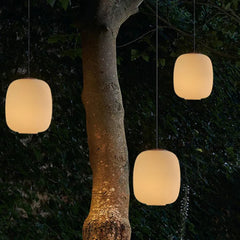 Lampara colgante de exterior moderno y minimalista blanco lechoso