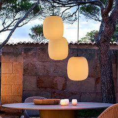 Lampara colgante de exterior moderno y minimalista blanco lechoso
