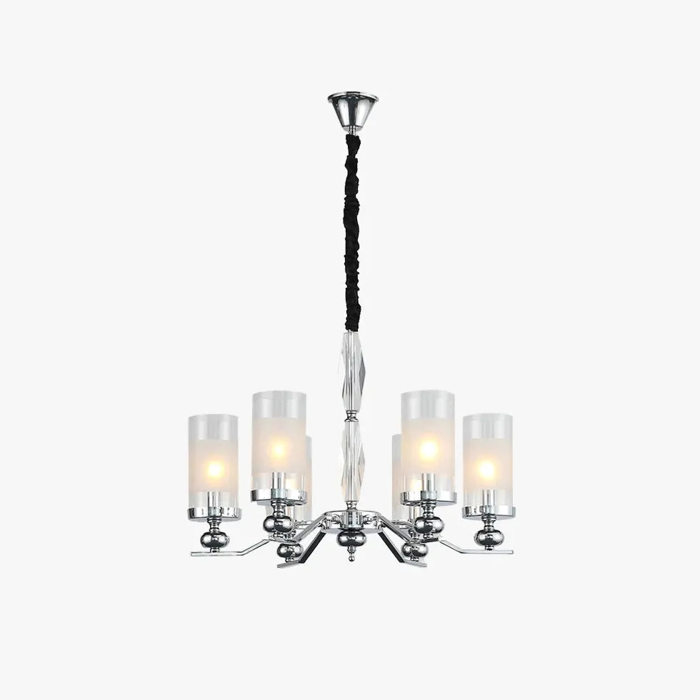 Cylindrical Shade Silver Modern Glass Chandelier