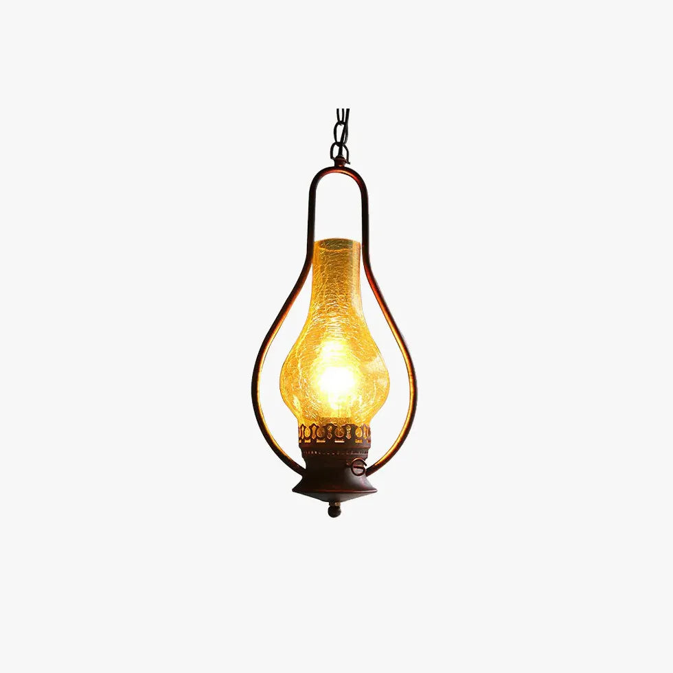 Vintage Oil Lamp-Shaped Glass Pendant Light