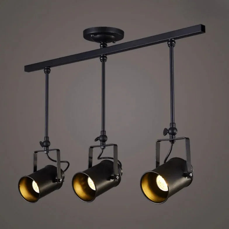 Three-Light Black Metal Ceiling Light