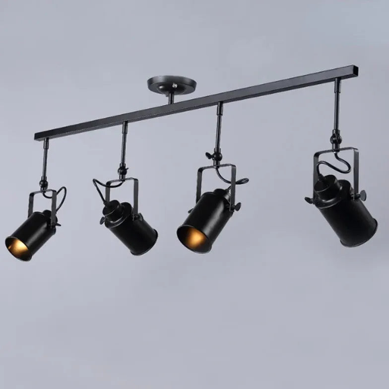 Three-Light Black Metal Ceiling Light