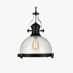 Lámpara industrial negra con vidrio vintage