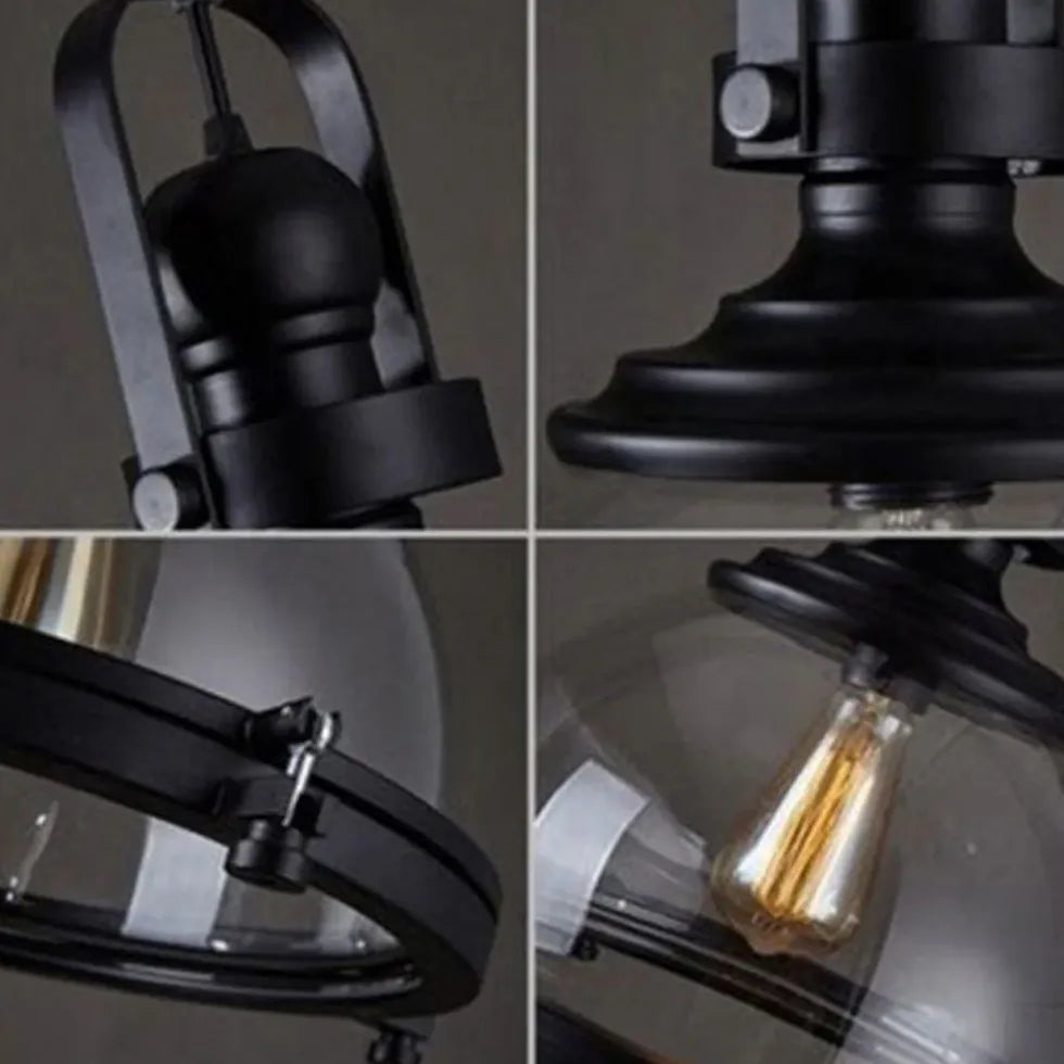 Hemisphere Lantern Design Black Industrial Pendant Light