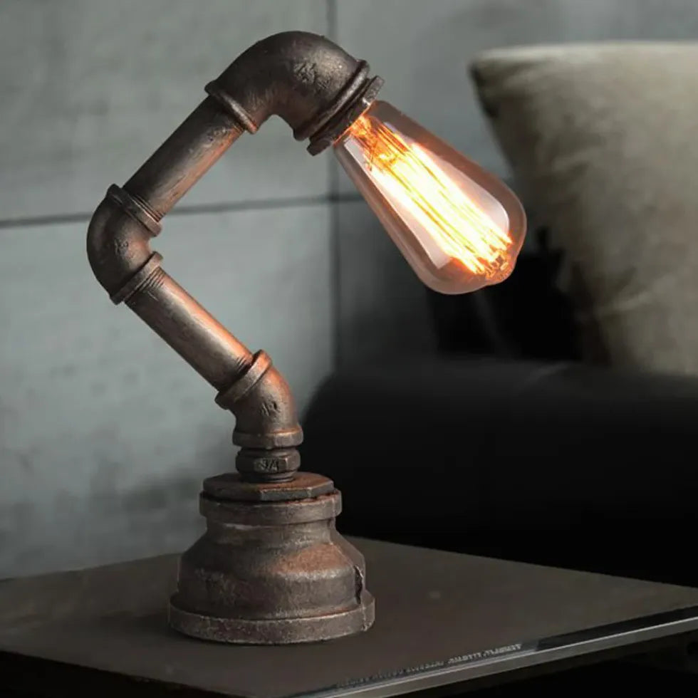 Metal Pipe-Shaped Industrial Style Desk Lamp