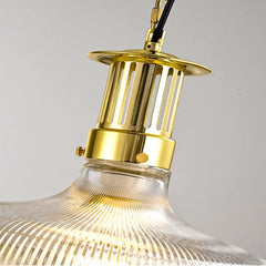 Lampara colgante transparente estilo vintage para cocina con diseño de rayas