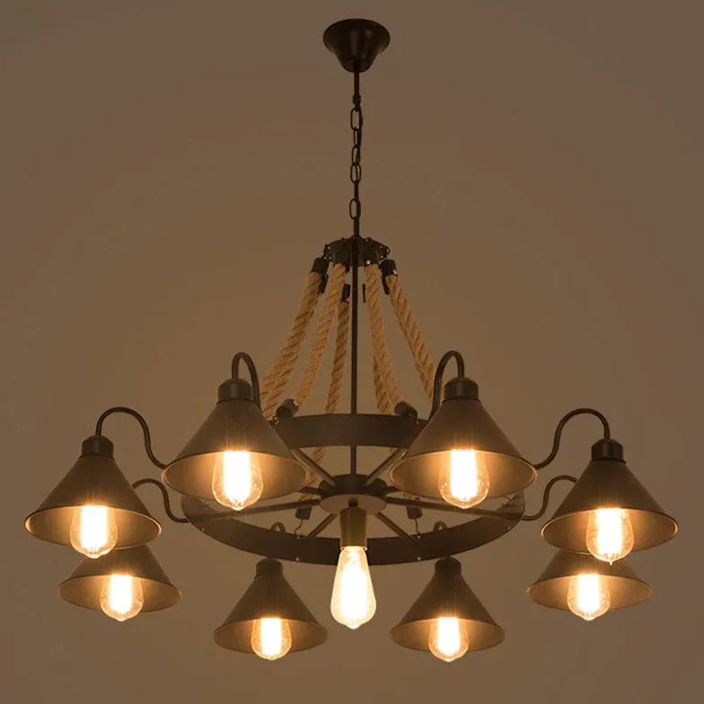 Wheel-Shaped Radiant Design Vintage Chandelier