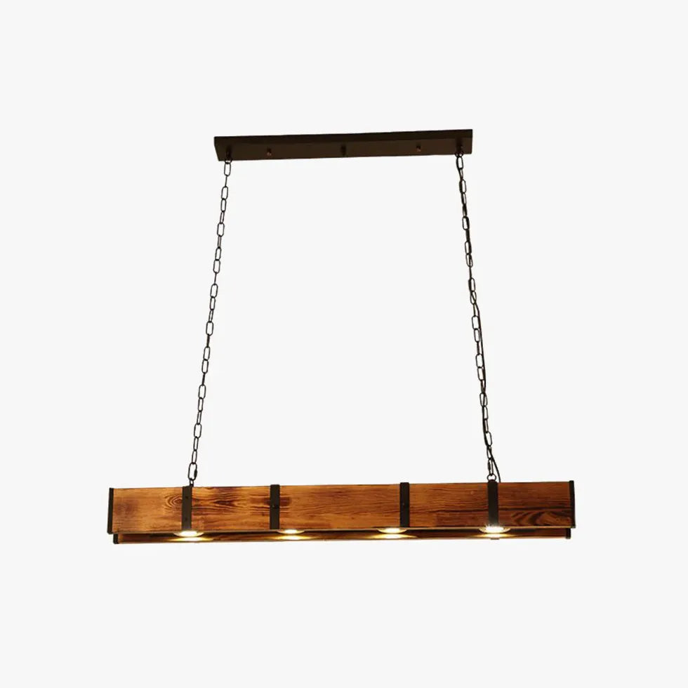 Rectangular Vintage Wooden Dining Room Pendant Light