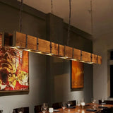 Rectangular Vintage Wooden Dining Room Pendant Light