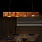 Rectangular Vintage Wooden Dining Room Pendant Light