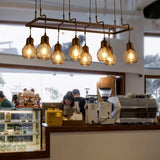 Grid Light Bulb Black Dining Room Chandelier