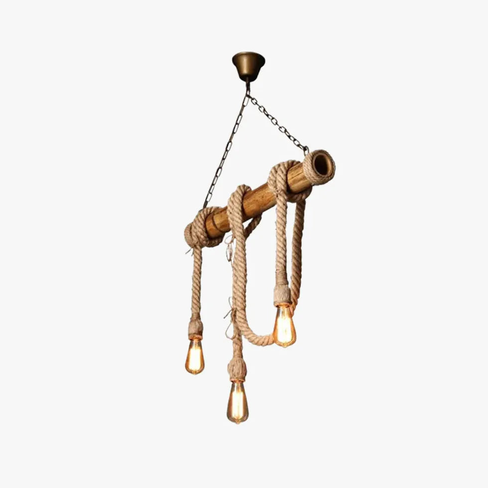 Rope Design Vintage Wood Pendant Light