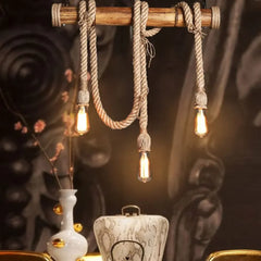 Lámpara vintage colgante diseño creativo de cuerda para comedor