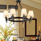 Multi-Light Fabric Shade Industrial Living Room Chandelier